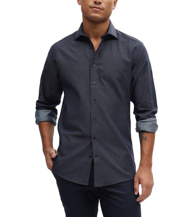 bruun & stengade navy fashion slim fit shirt