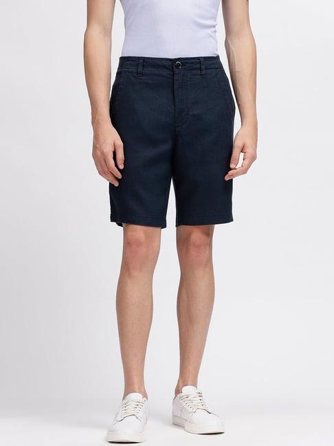 bruun & stengade navy regular fit linen shorts