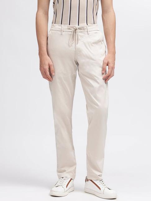 bruun & stengade off white regular fit drawstring trousers