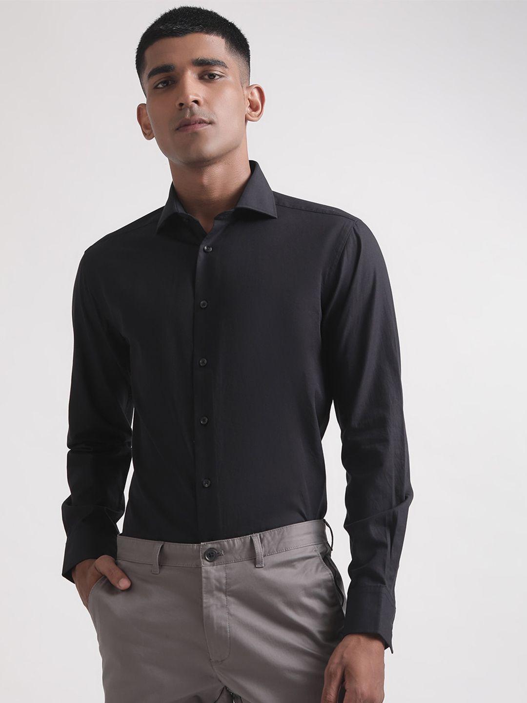 bruun & stengade spread collar cotton slim fit formal shirt