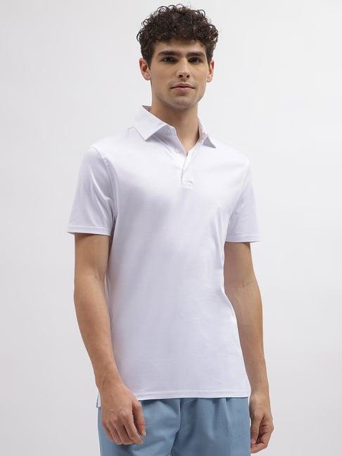 bruun & stengade white cotton regular fit polo t-shirt