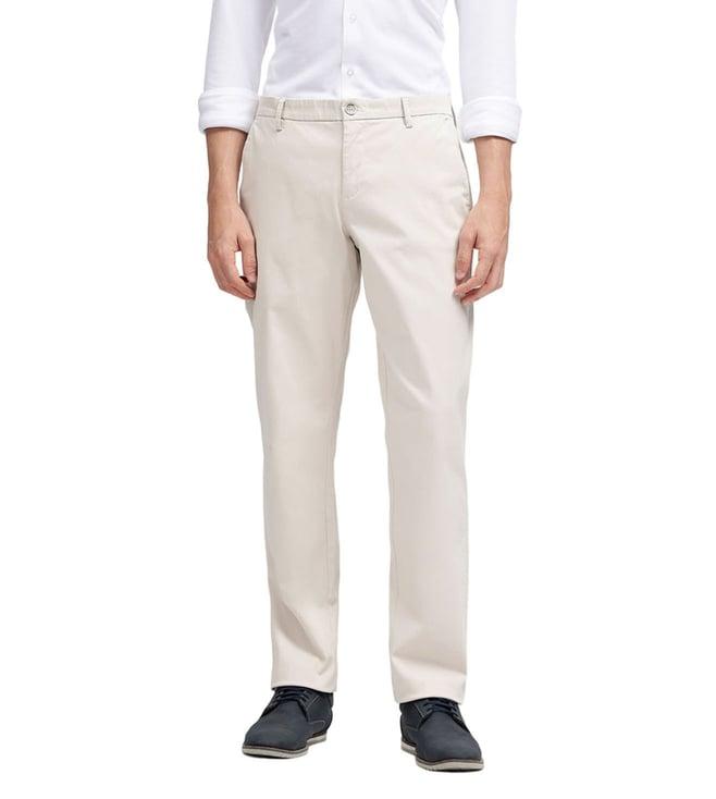 bruun & stengade white regular fit flat front trousers