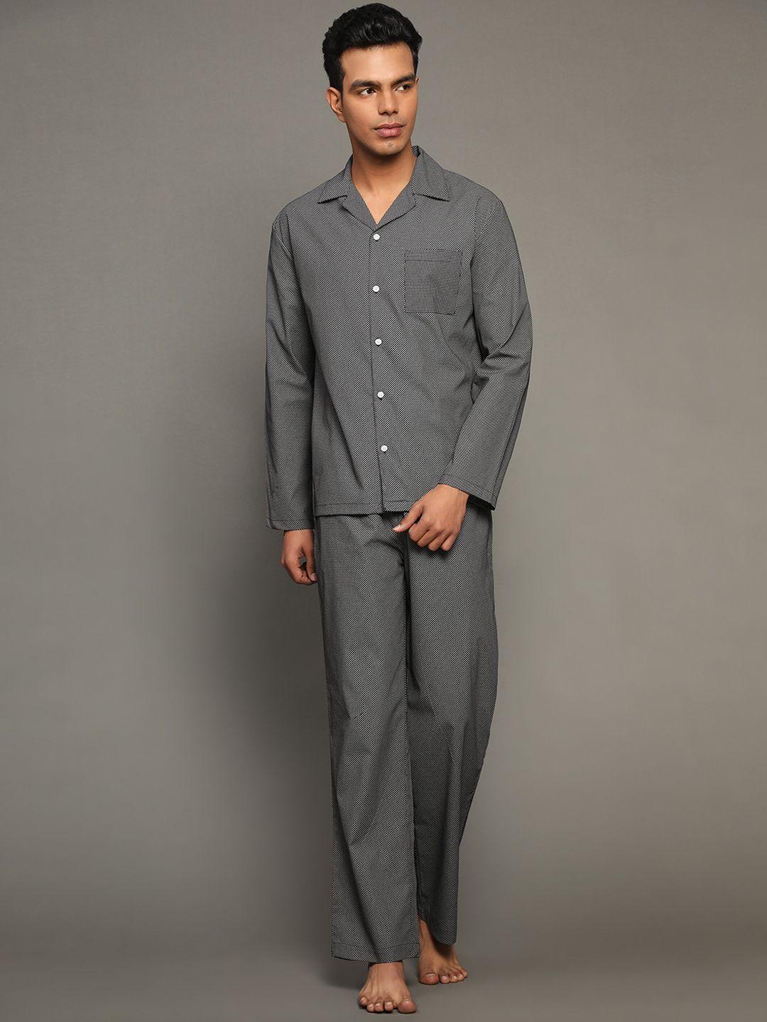 bstories men printed pure cotton night suit