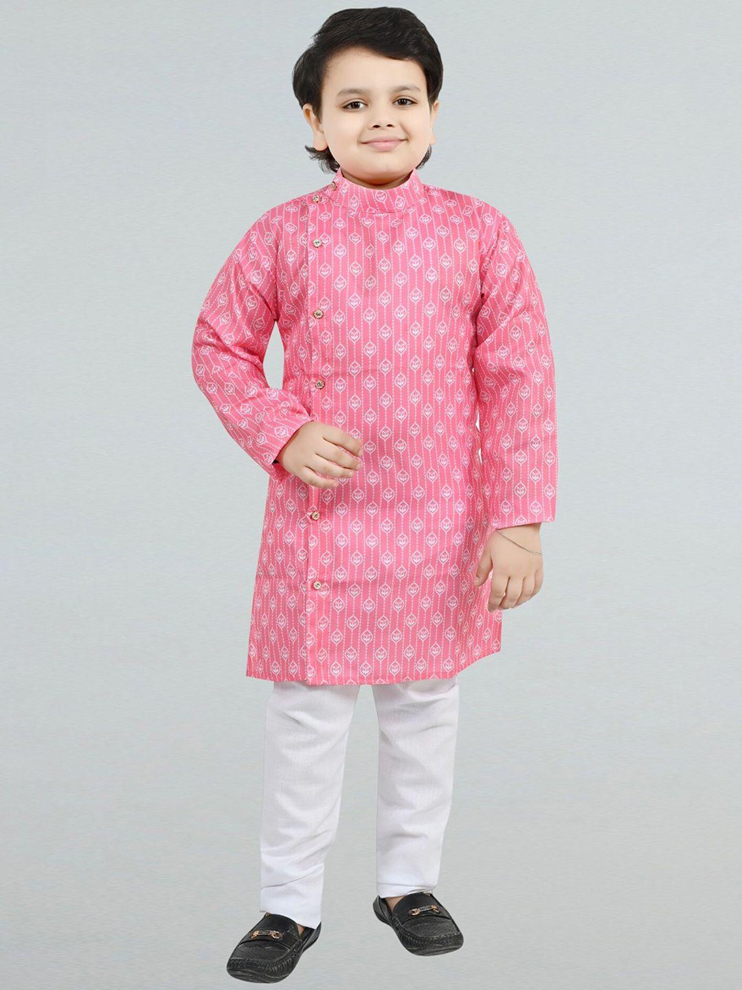 bt dezines boys ethnic motifs printed angrakha kurta with pyjamas