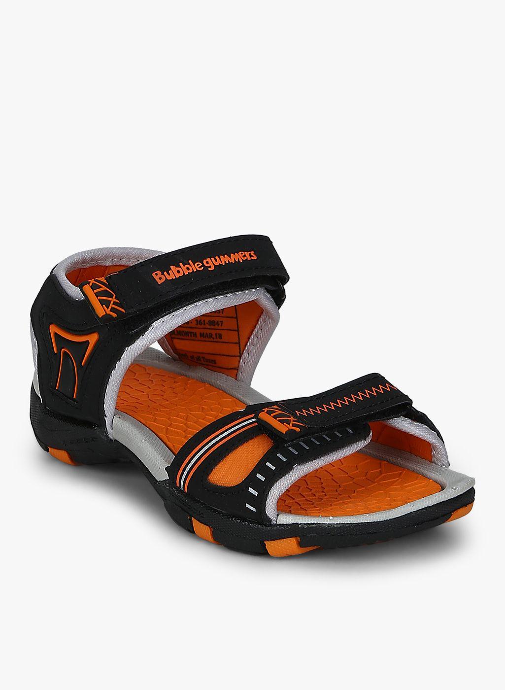 bubblegummers boys black & orange sports sandals