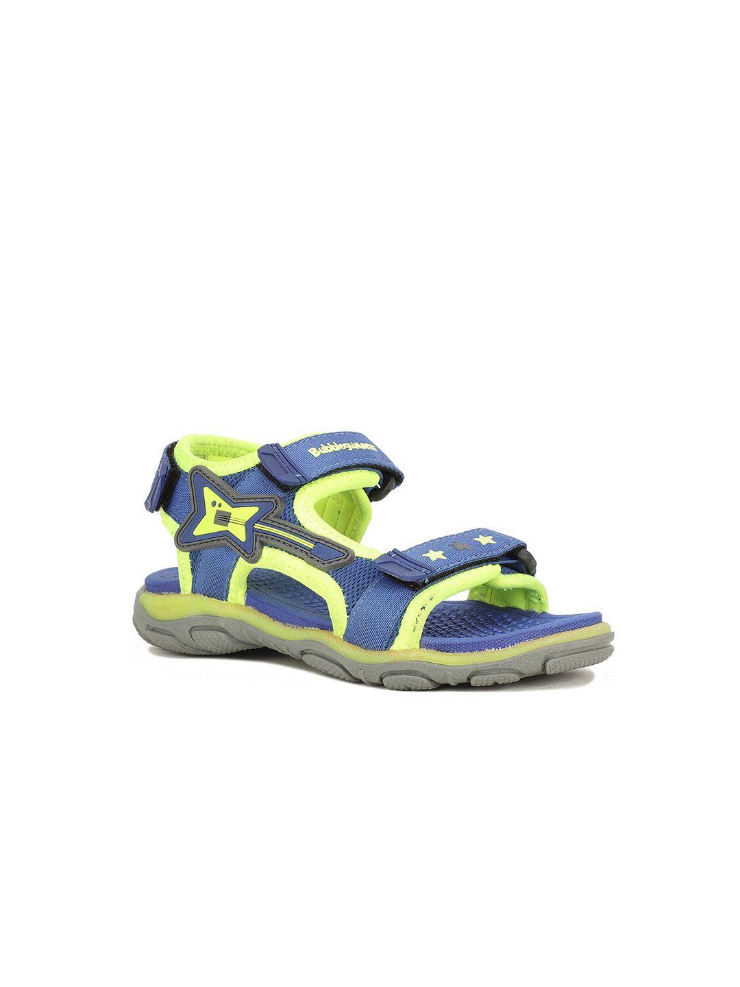 bubblegummers boys blue & fluorescent green comfort sandals