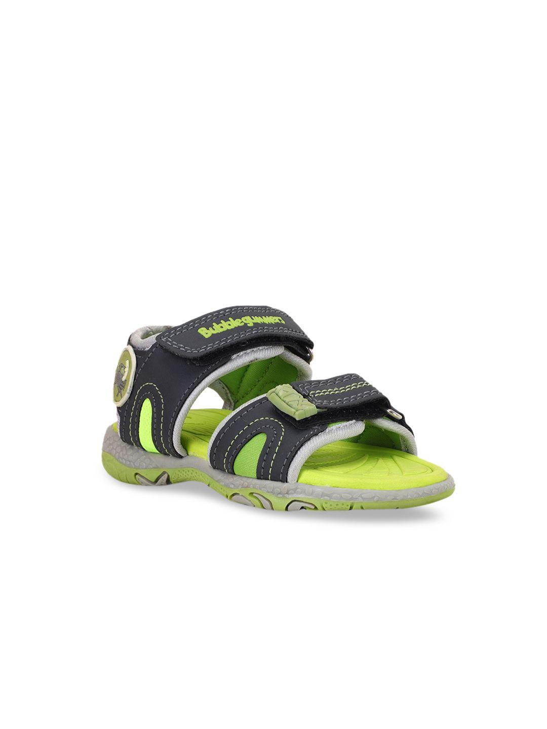 bubblegummers boys green & grey sport sandals