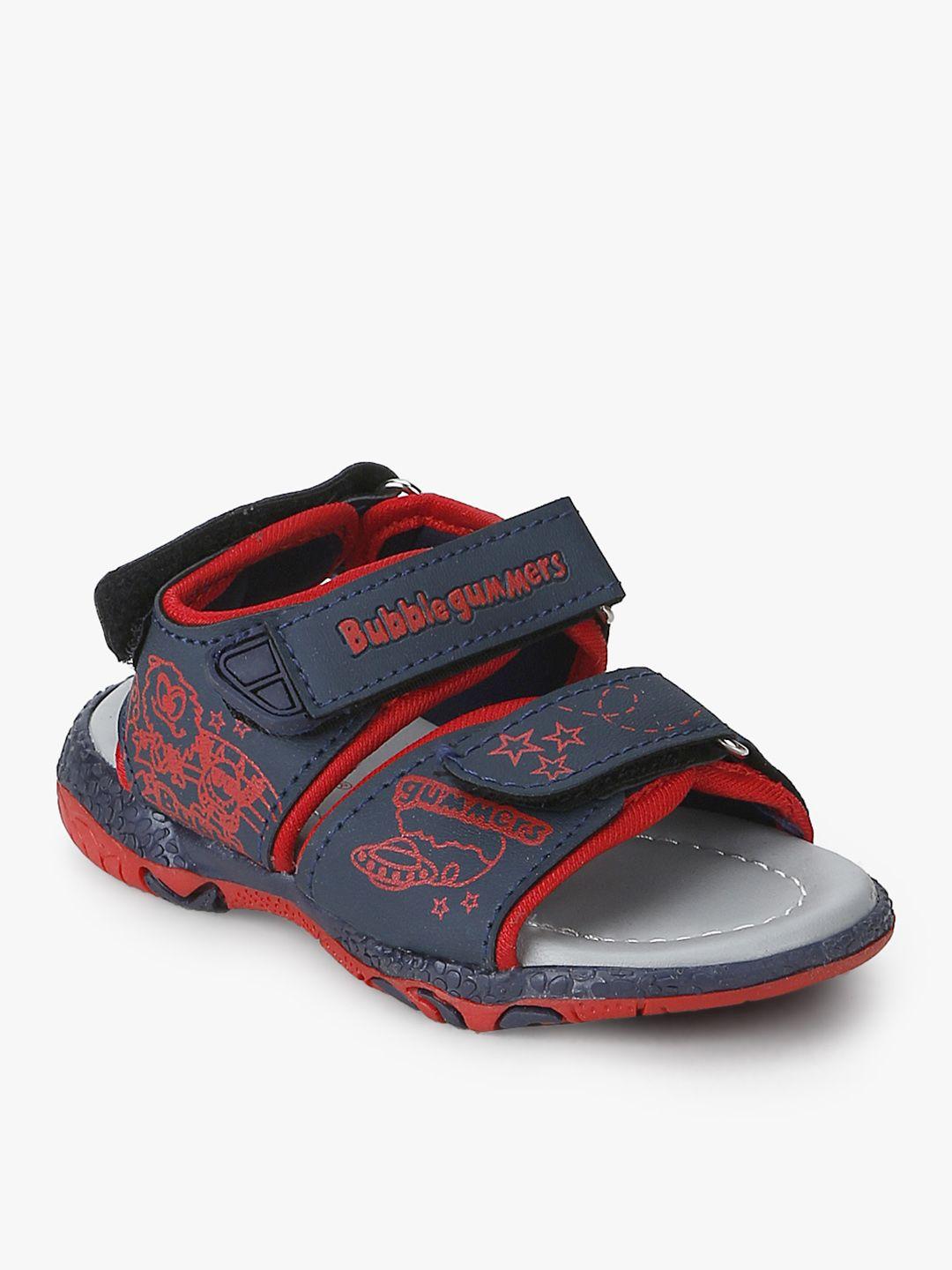 bubblegummers boys navy blue & red sports sandals