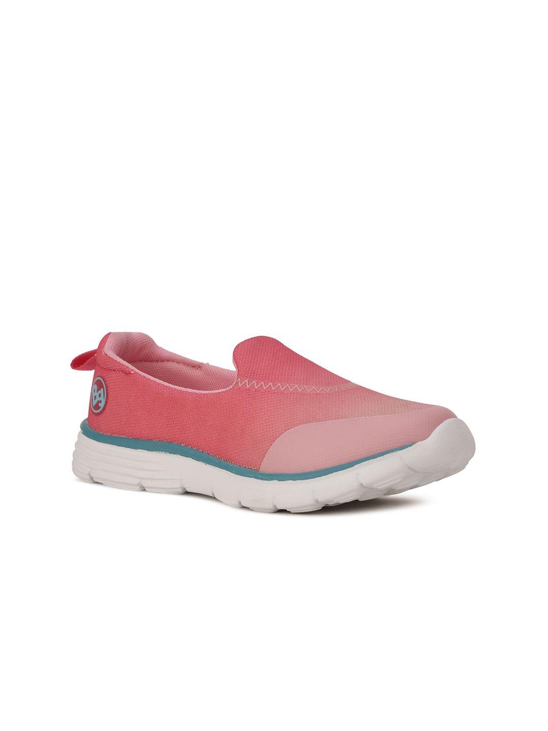 bubblegummers girls peach-coloured colourblocked slip-on sneakers