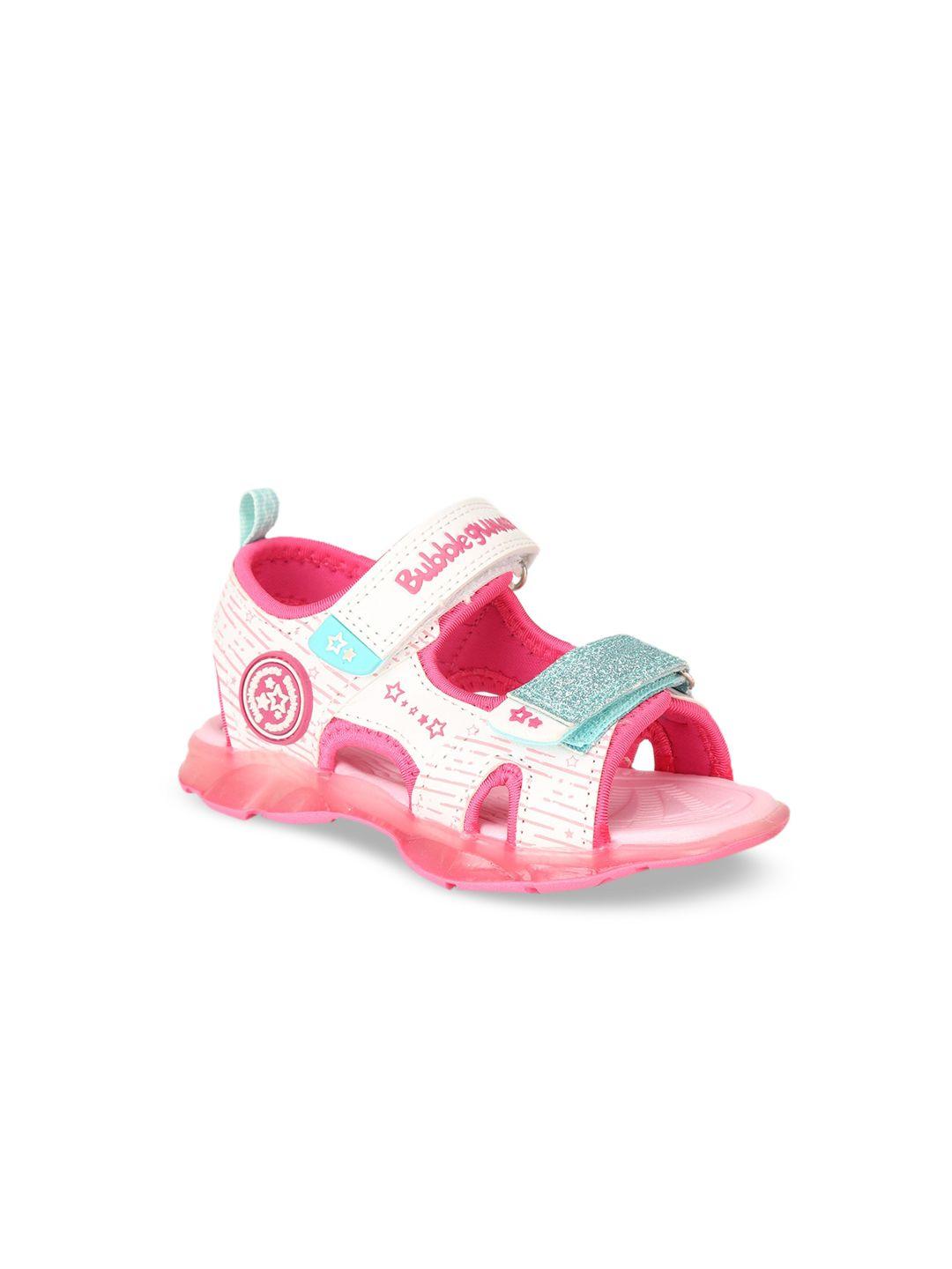 bubblegummers girls pink & white sports sandal