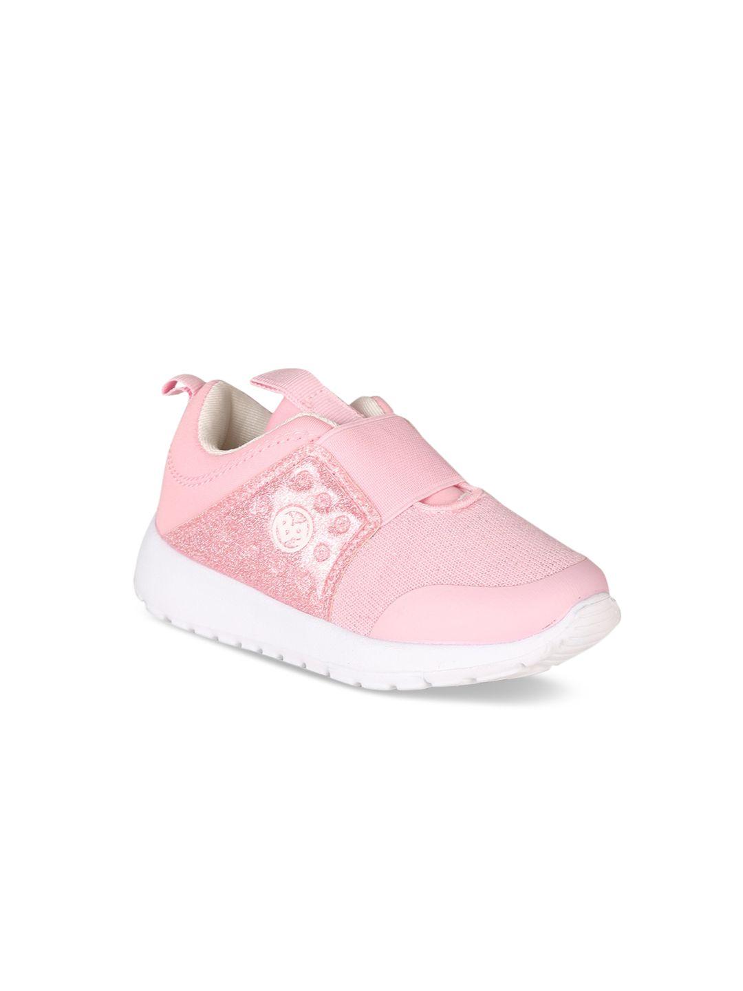 bubblegummers girls pink solid embellished slip-on sneakers