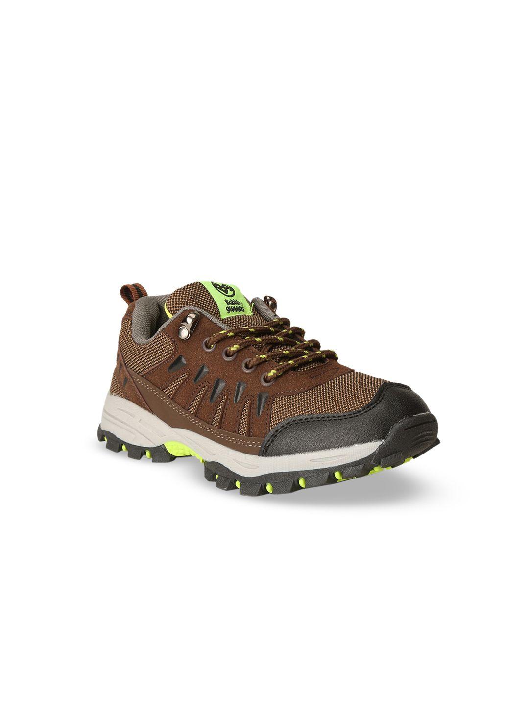 bubblegummers boys brown & black colourblocked trekking shoes