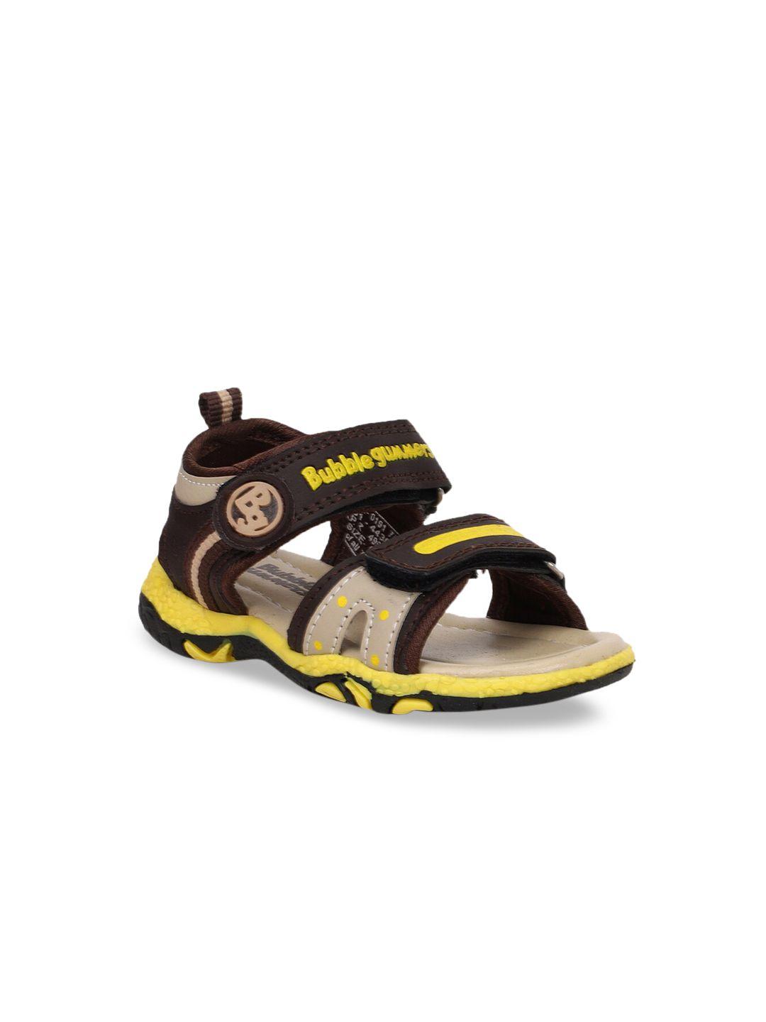 bubblegummers boys brown & yellow comfort sandals