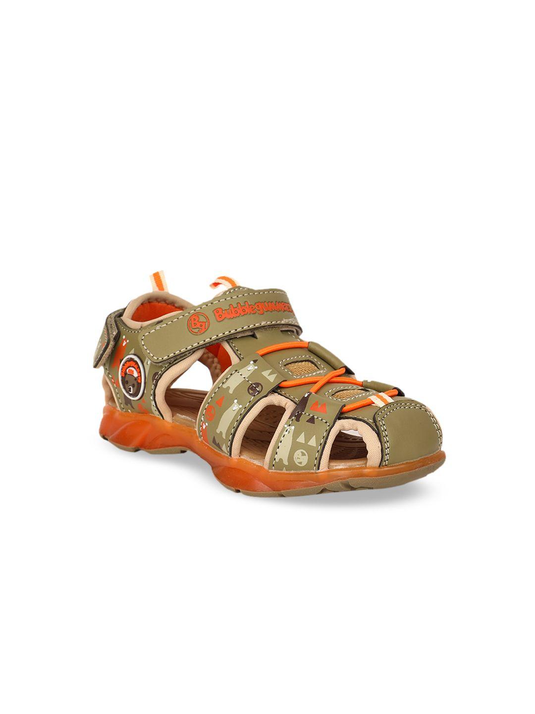 bubblegummers boys green & orange comfort sandals