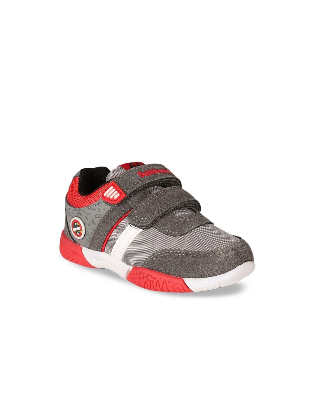 bubblegummers boys grey & white colourblocked sneakers