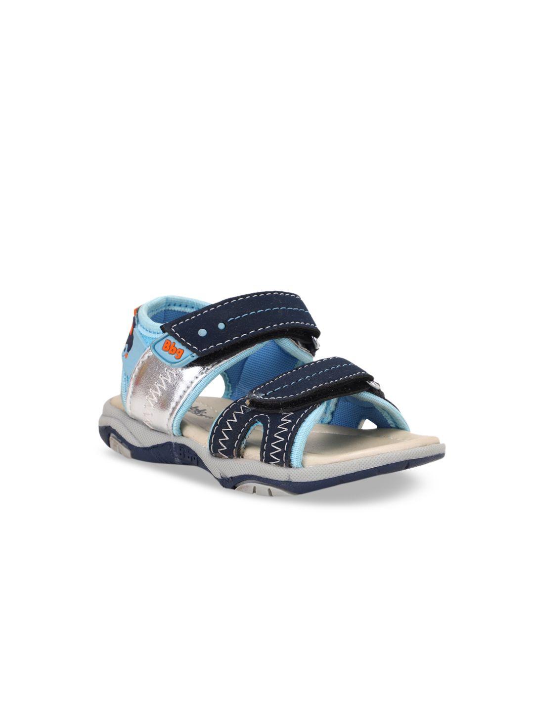 bubblegummers boys navy blue & silver-toned sports sandals