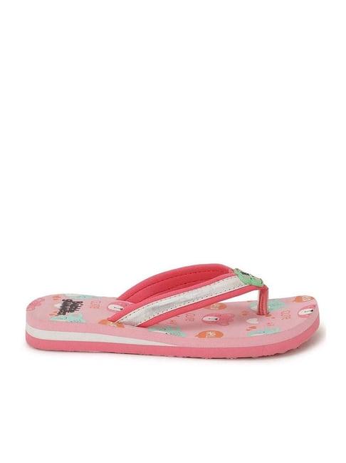 bubblegummers by bata kids pink & silver flip flops