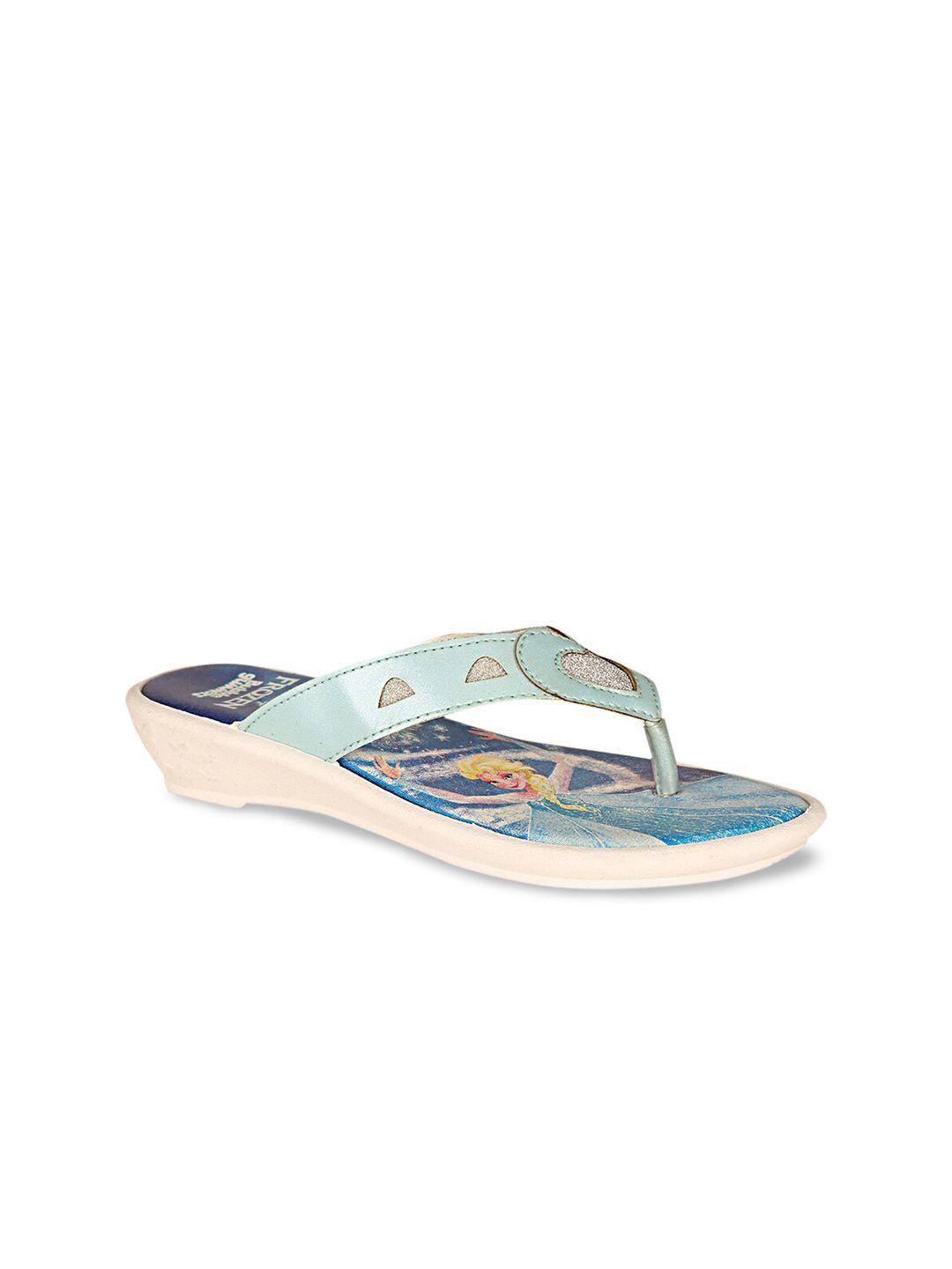 bubblegummers girls blue printed thong flip-flops