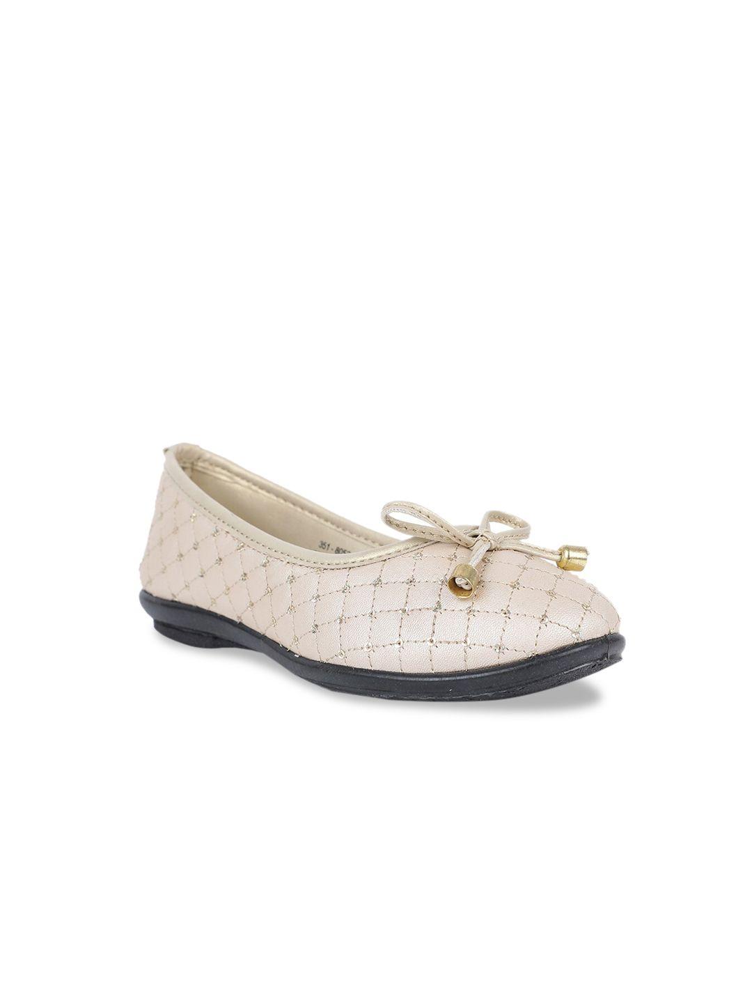 bubblegummers girls muted gold-toned solid embellished pu ballerinas