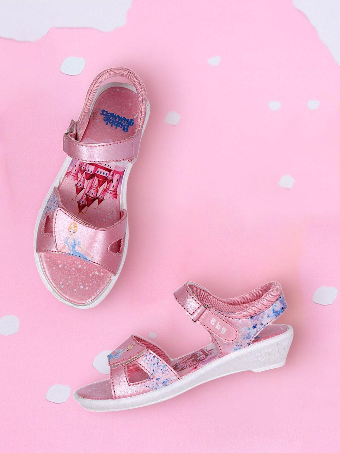 bubblegummers girls pink printed sandals