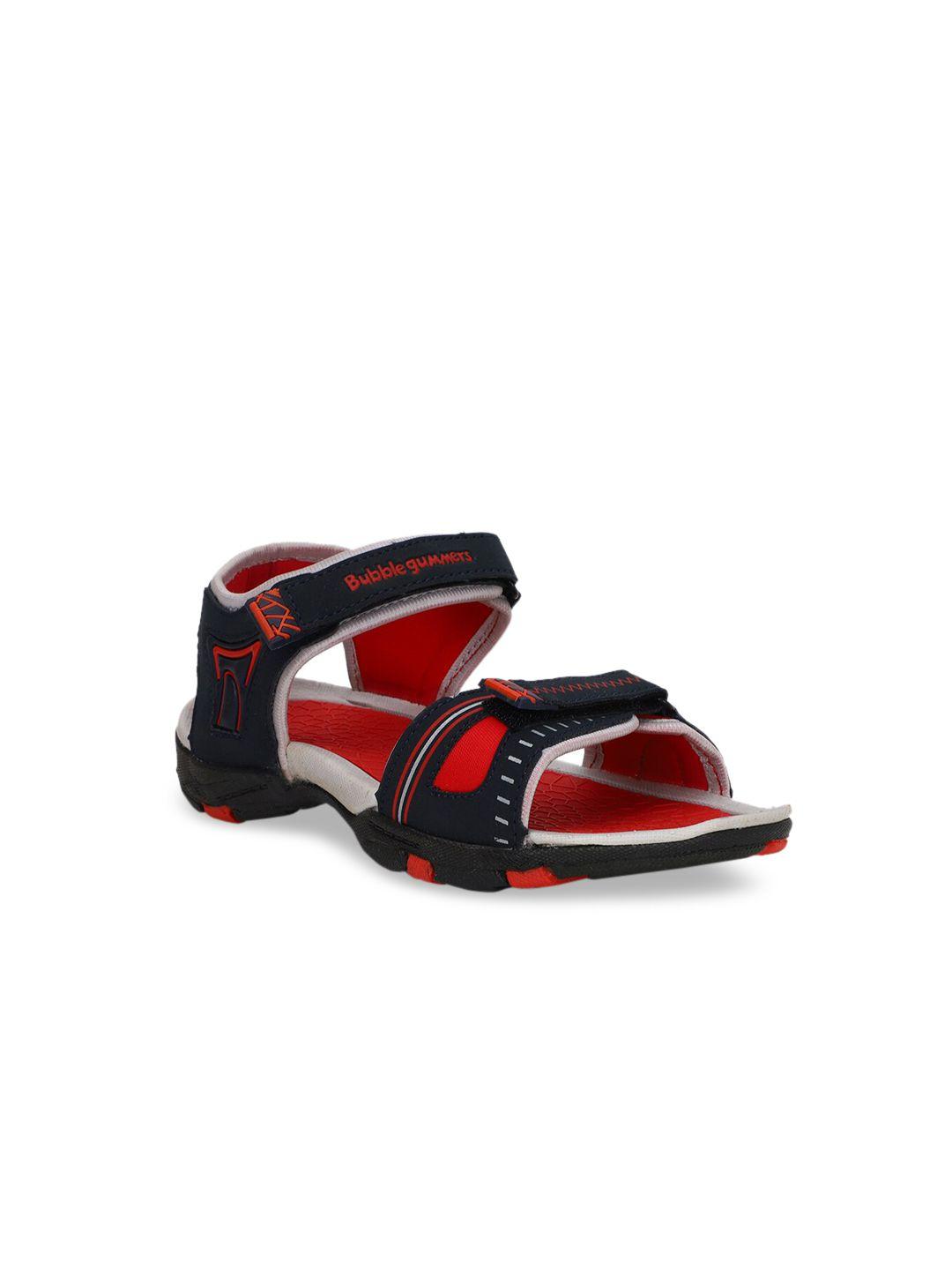 bubblegummers kids black & red printed sports sandals