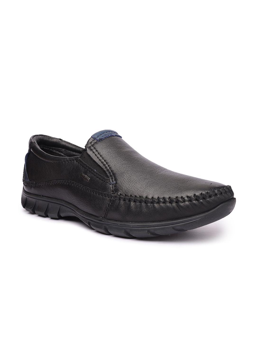 buckaroo men black genuine leather casual slip-on shoes
