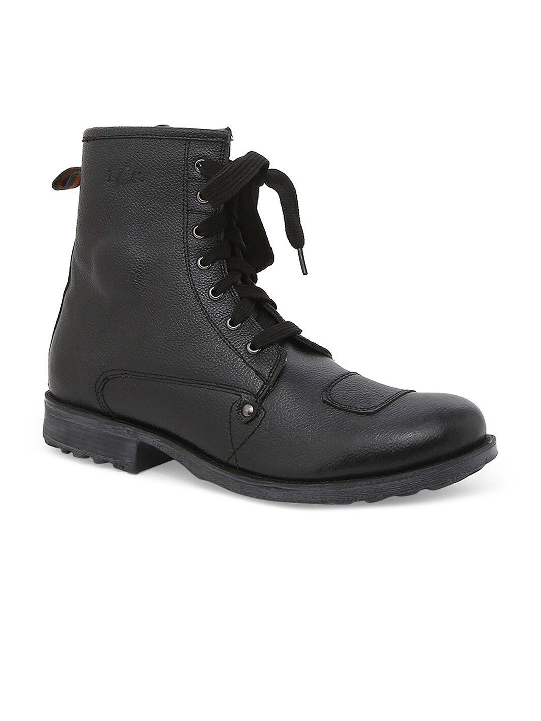 buckaroo men leather block biker boots