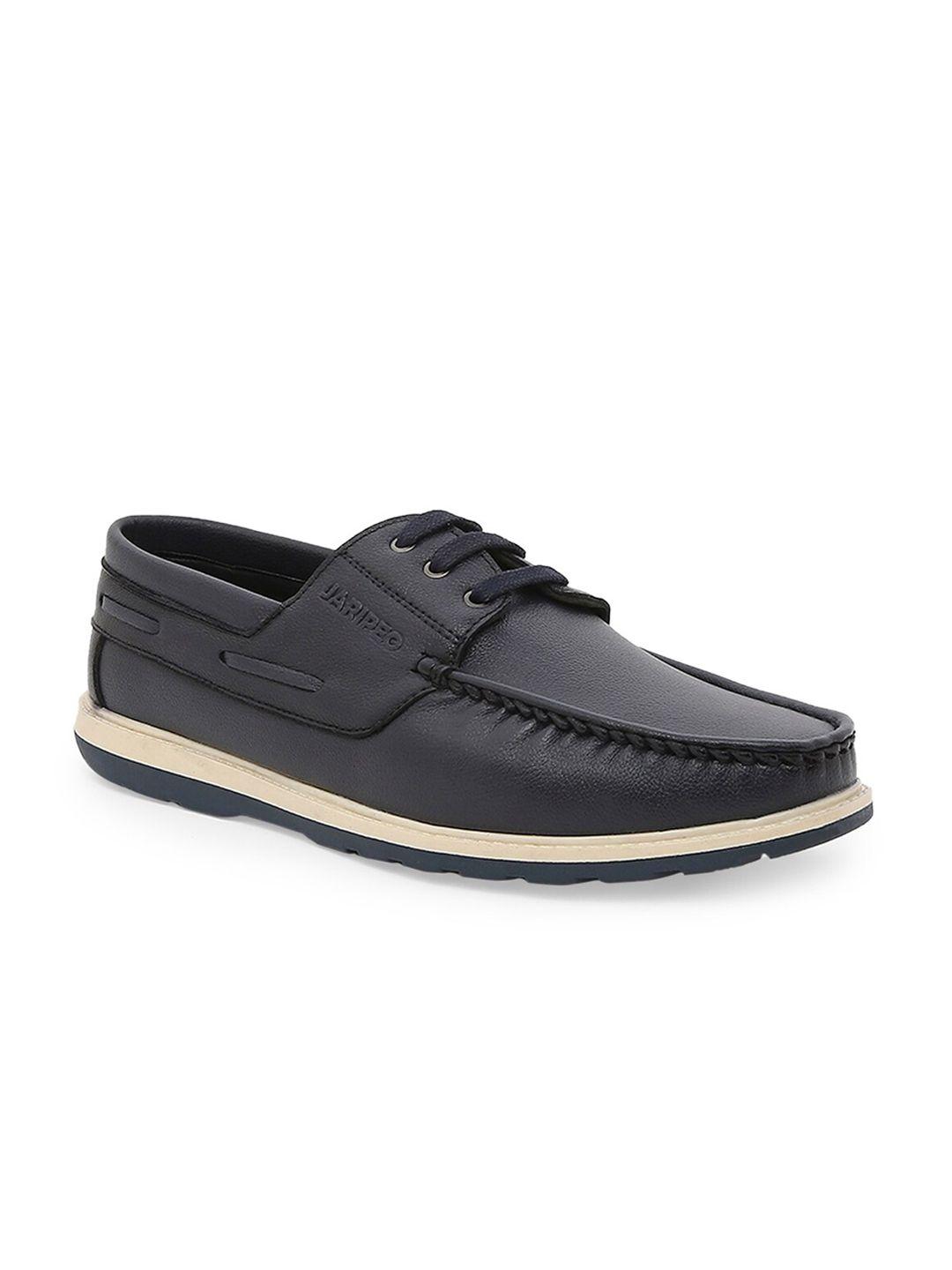buckaroo men navy blue leather boat shoes
