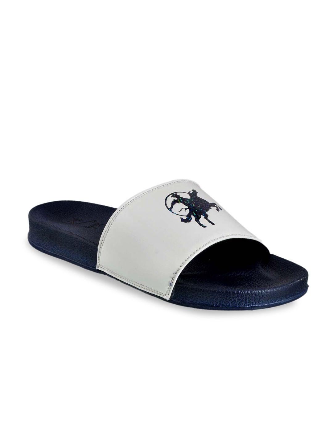 buckaroo men navy blue printed eva lightweight sliders