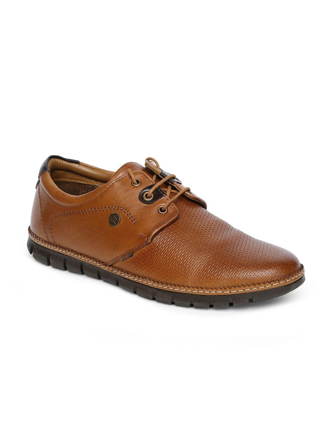 buckaroo men tan textured leather boat shoes