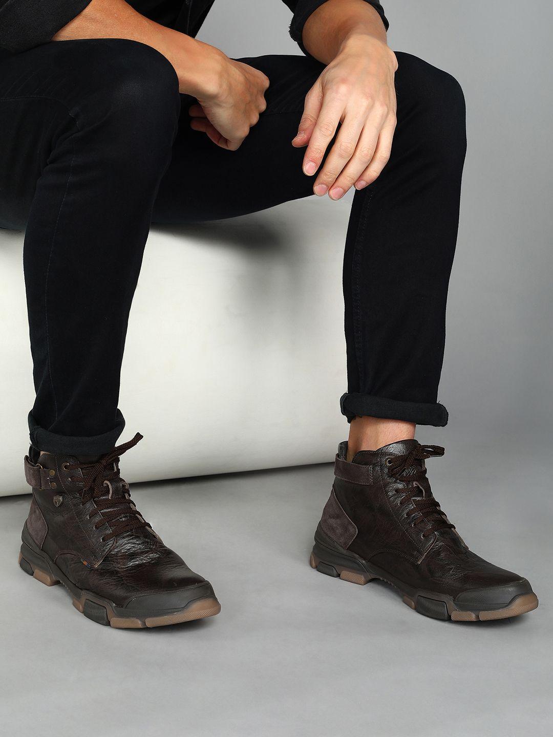 buckaroo men textured genuine leather biker boots