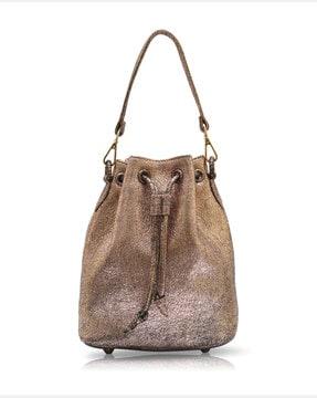 bucket handbag with detachable strap