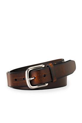 buckle closure mens leather casual belt - brown