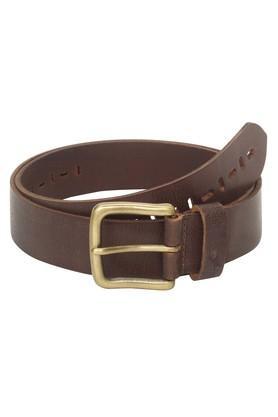 buckle closure mens leather casual belt - brown