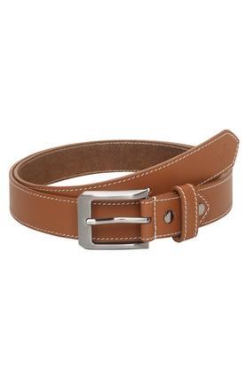 buckle closure mens leather casual belt - orange