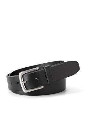 buckle closure mens leather casual belt - black