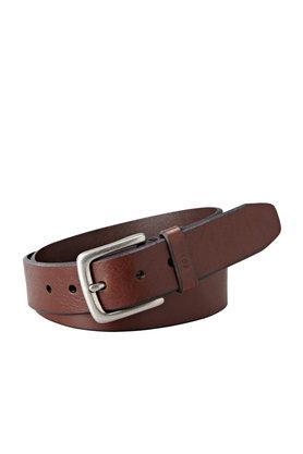 buckle closure mens leather casual belt - brown