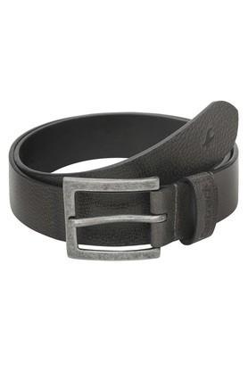 buckle closure mens leather casual belt - grey
