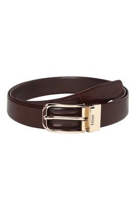 buckle closure mens leather casual reversible belt - brown