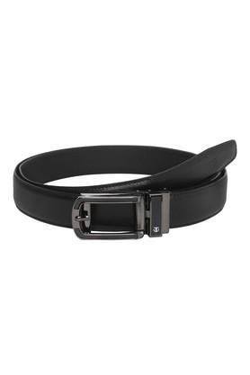 buckle closure mens leather formal autolock belt - black