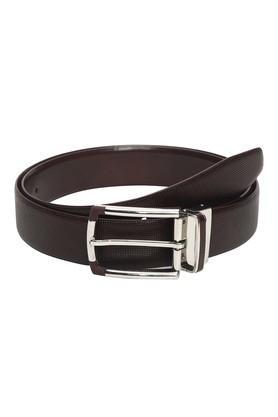 buckle closure mens leather formal reversible belt - brown
