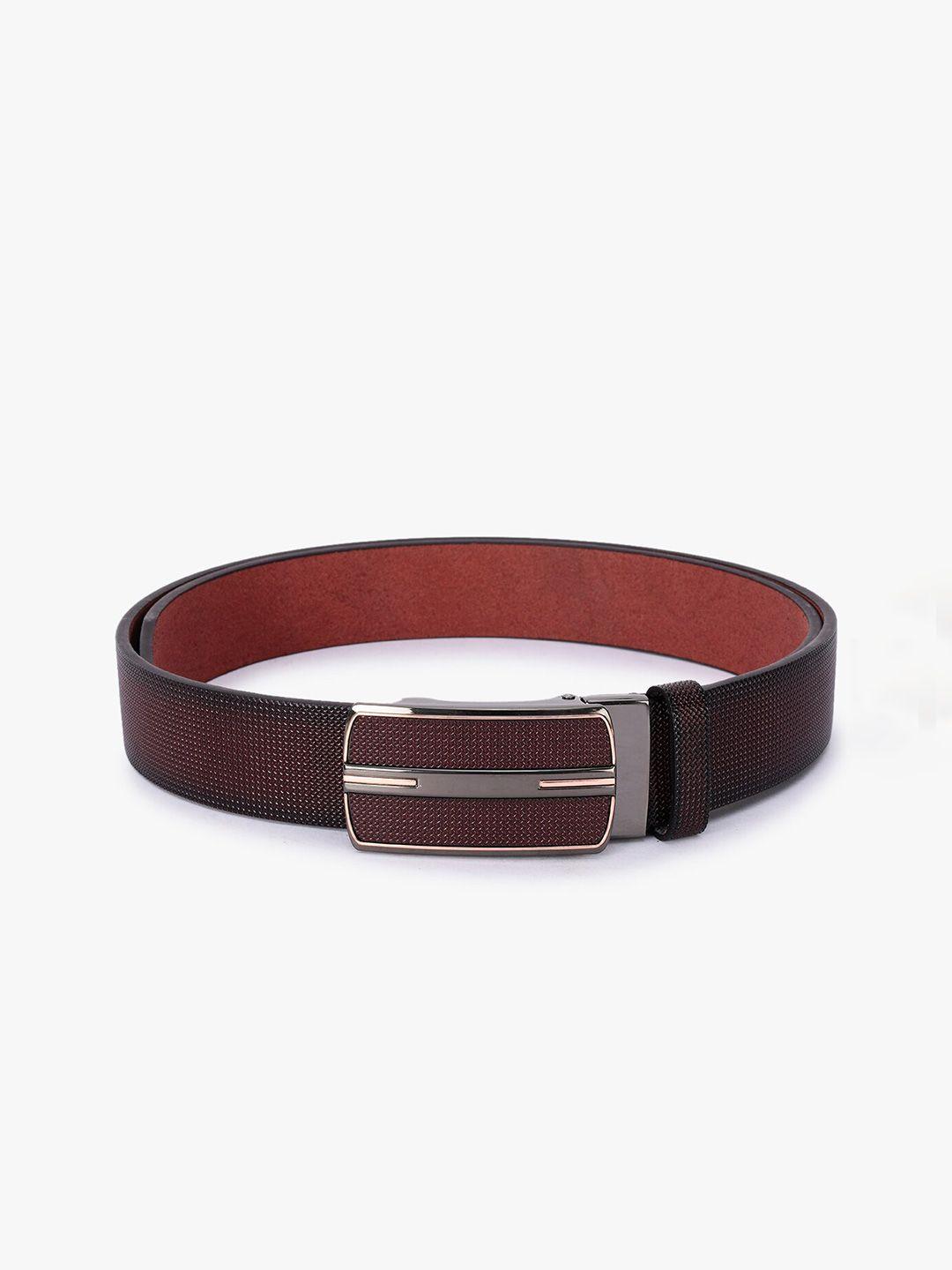 buckleup men maroon textured leather formal belt