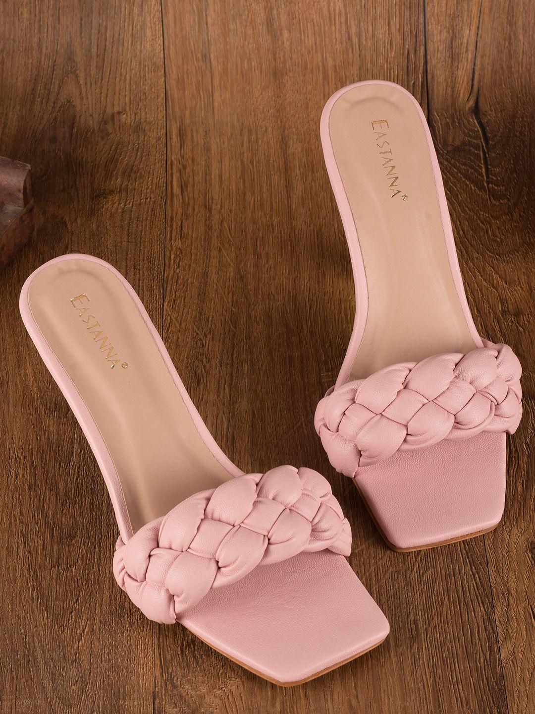 buckleup pink embellished wedge mules