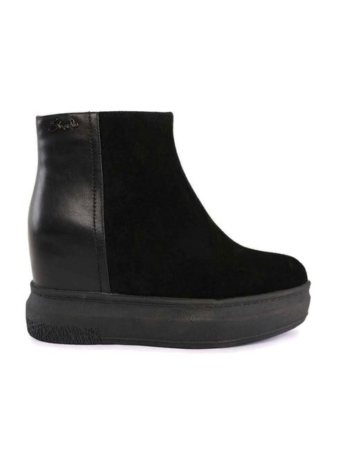 buckleup women's black casual booties