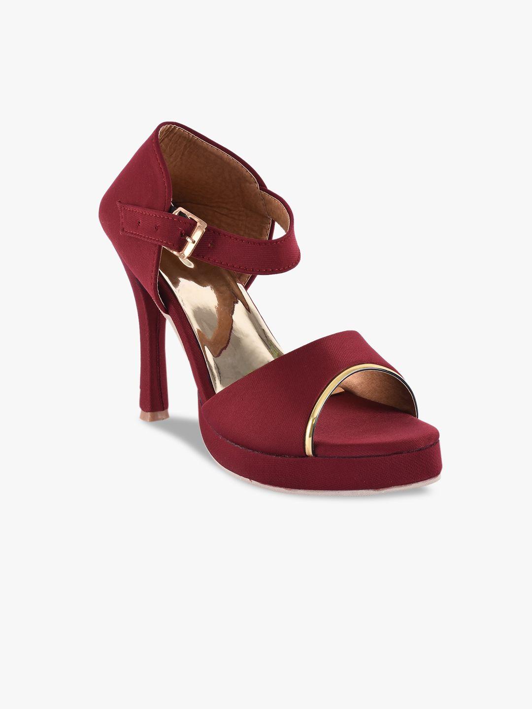 buckleup women maroon solid stiletto heels