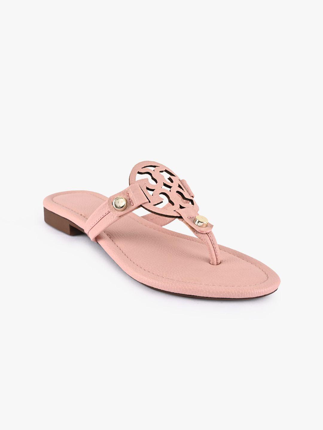 buckleup women pink solid open toe flats