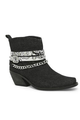 budapest polyurethane tie up women's casual boots - black