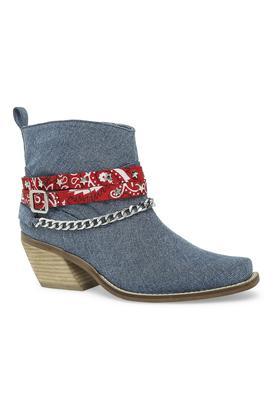 budapest polyurethane tie up women's casual boots - blue