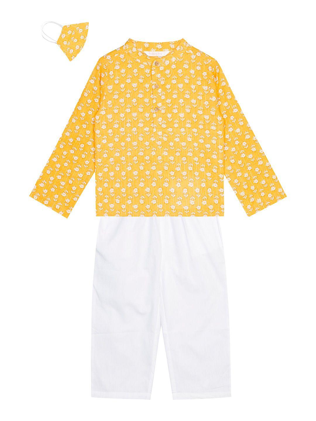 budding bees boys ethnic motifs printed purr cotton top with trousers