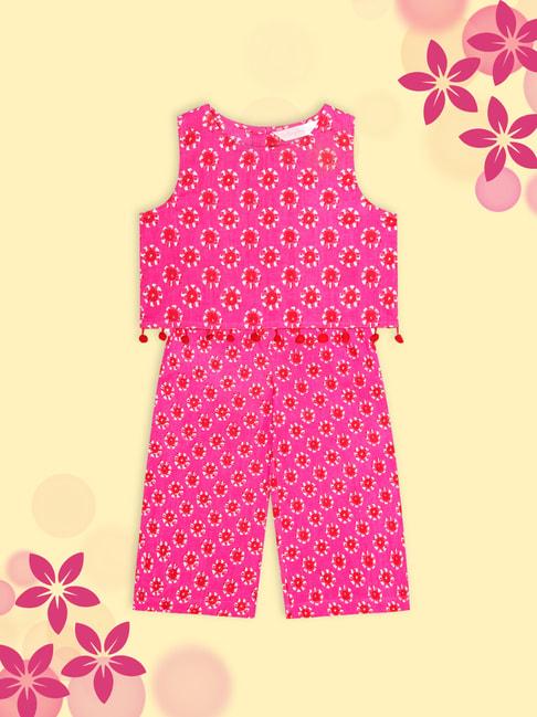 budding bees kids pink printed top with pyjamas